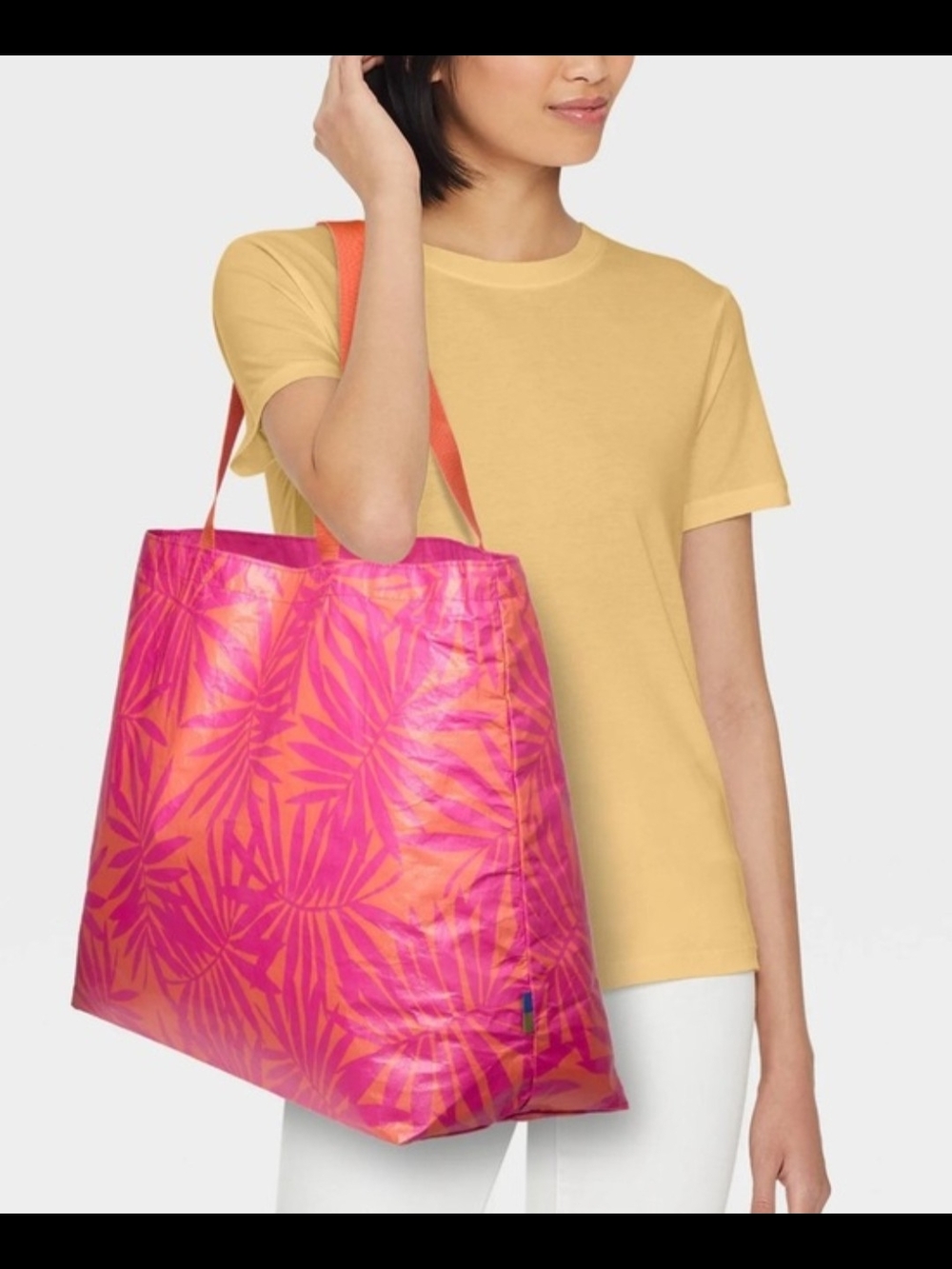 Open Story Pink Tropical Reversible Tote